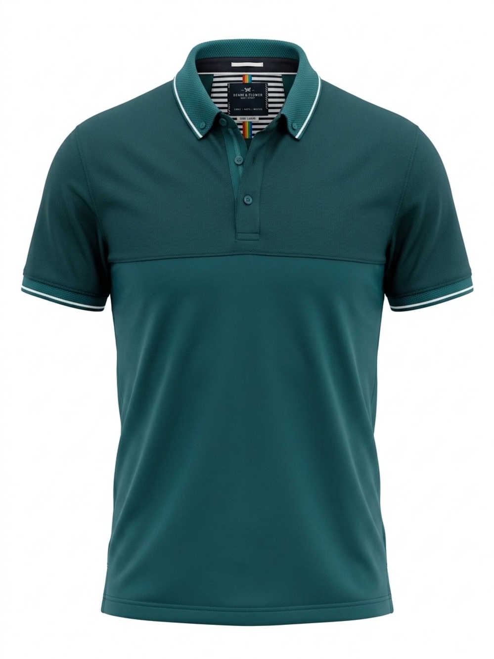 Men's Denim & Flower Teal Short-Sleeve Polo Shirt Sz Large